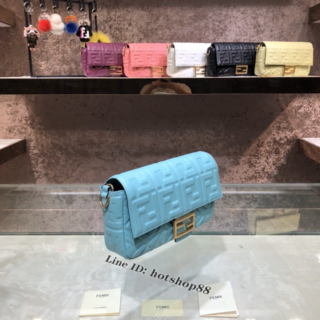 FENDI精品女包 芬迪BAGUETTE中號羊皮手袋 Fendi 0191M迷你肩背斜挎包 fdzg2533